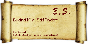 Budnár Sándor névjegykártya