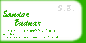 sandor budnar business card